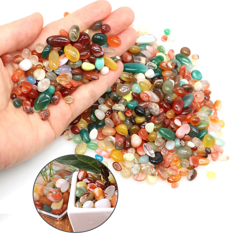 Planted Aquarium Air Stone - 100/200g 1~1.6cm Colorful Pebbles Natural Agate