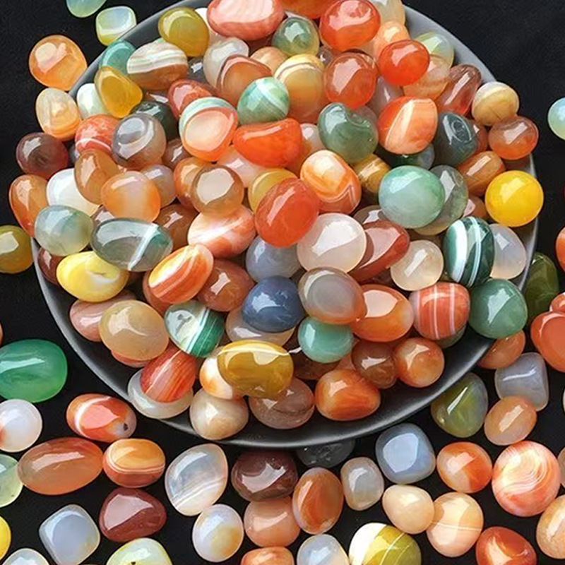 Planted Aquarium Air Stone - 100/200g Colorful Pebbles 1~1.6cm Natural Agate