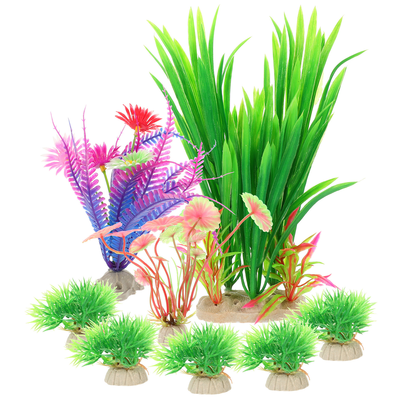 Aquarium Planted Tank Setup - 8Pcs Lifelike Plastic Aquatic Plants Aquarium
