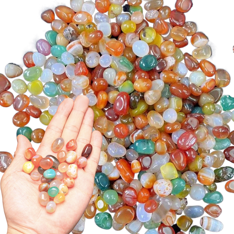 Planted Aquarium Air Stone - 100~500g Colorful Pebbles Natural Agate Crystal