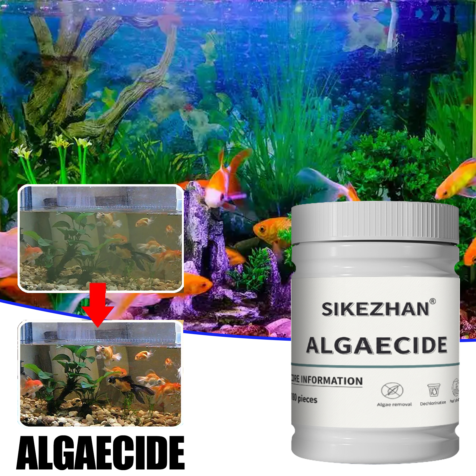 Planted Aquarium Algae Control - Fish Tank Algaecide Tablets，Clear Green Water