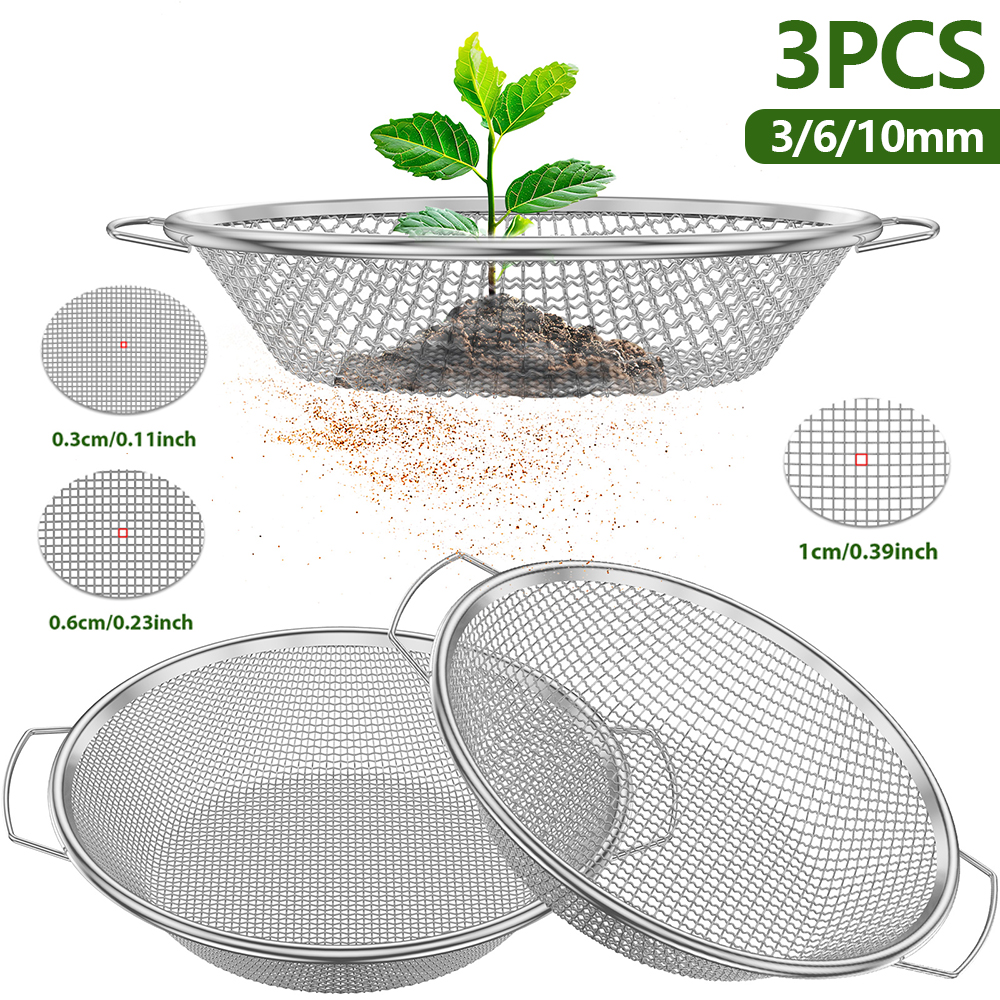 Tissue Culture Plant - 3Pcs Gardening Soil Sifter 3/6/10mm Iron
