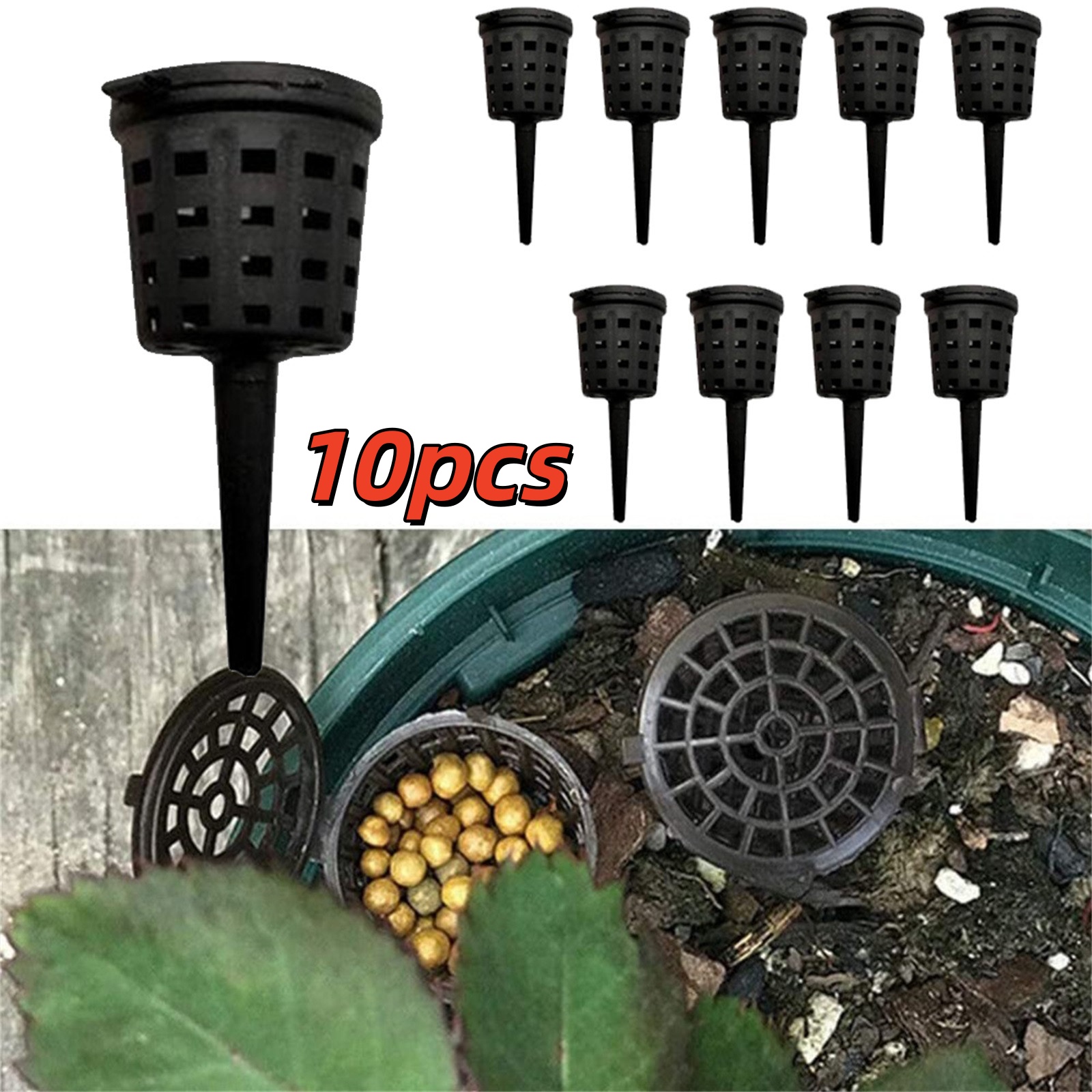 Aquarium Plant Root Fertilizer - 10pcs Plastic Fertilizer Basket with Lid