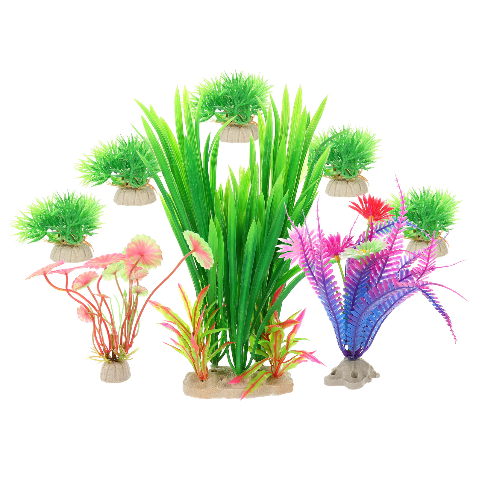 8Pcs Lifelike Plastic Aquatic  - Aquarium Planted Tank Setup recensie en prijs